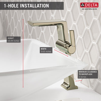Delta Pivotal Polished Nickel Finish Single Handle Modern Vessel Bathroom Faucet D799PNDST