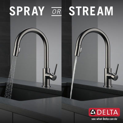 Delta Trinsic Black Stainless Steel Finish Single Handle Pull-Down Kitchen Faucet D9159KSDST