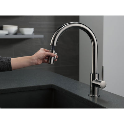 Delta Trinsic Black Stainless Steel Finish Single Handle Pull-Down Kitchen Faucet D9159KSDST