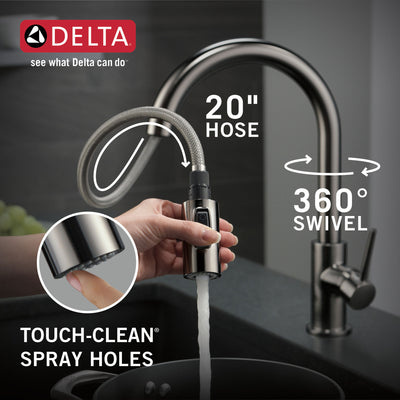Delta Trinsic Black Stainless Steel Finish Single Handle Pull-Down Kitchen Faucet D9159KSDST