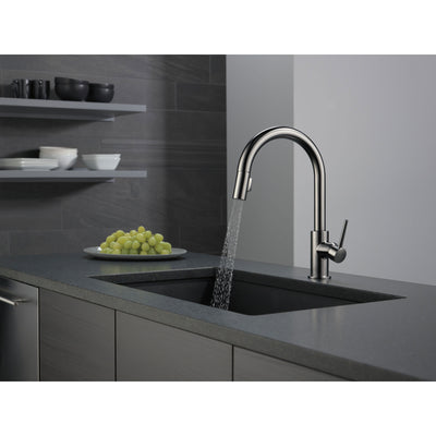 Delta Trinsic Black Stainless Steel Finish Single Handle Pull-Down Kitchen Faucet D9159KSDST