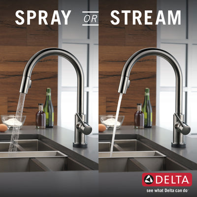 Delta Trinsic Black Stainless Steel Finish Single Handle Pull-Down Kitchen Faucet with Touch2O D9159TKSDST