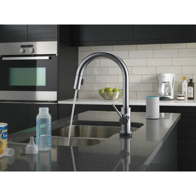 Delta Trinsic Arctic Stainless Steel Finish VoiceIQ Single-Handle Pull-Down Kitchen Faucet with Touch2O Technology D9159TVARDST