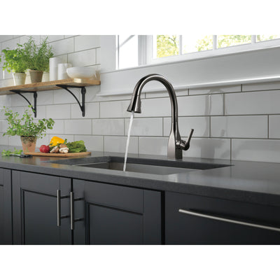 Delta Mateo Black Stainless Steel Finish Single Handle Pull-Down Kitchen Faucet with ShieldSpray Technology D9183KSDST