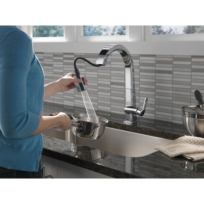 Delta Pivotal Chrome Finish Single Handle Pull Down Kitchen Faucet D9193DST