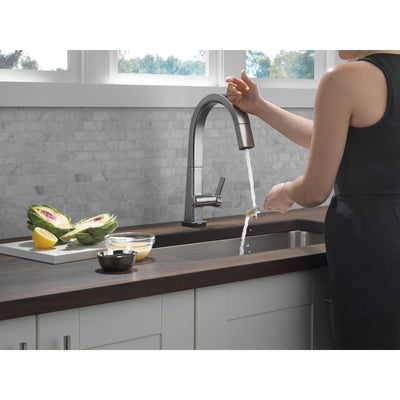 Delta Pivotal Arctic Stainless Steel Finish Single Handle Pull Down Kitchen Faucet with Touch2O Technology D9193TARDST