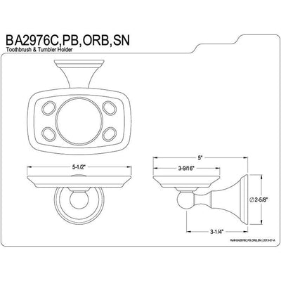 Kingston Brass Silver Sage Chrome Toothbrush & Tumbler Holder BA2976C