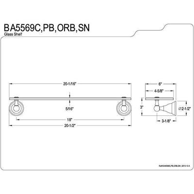 Kingston Tempered Bathroom Oil Rubbed Bronze Glass Shelf BA5569ORB