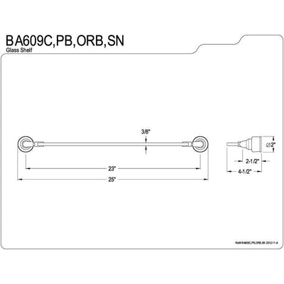 Kingston Brass Satin Nickel Magellan wall mounted bathroom glass shelf BA609SN