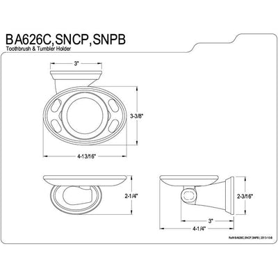 Kingston Satin Nickel/Chrome Magellan ii toothbrush/tumbler holder BA626SNCP