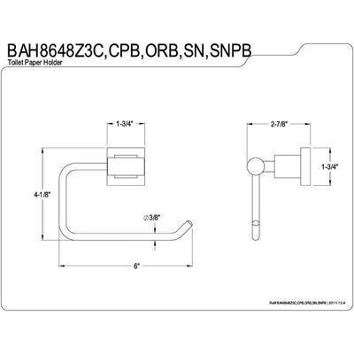 Kingston Claremont Chrome / Polished Brass Toilet Paper Holder BAH8648Z3CPB