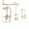 Polished Brass Clawfoot Tub Faucet Shower Kit with Enclosure Curtain Rod 103T2CTS