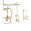 Polished Brass Clawfoot Tub Faucet Shower Kit with Enclosure Curtain Rod 105T2CTS