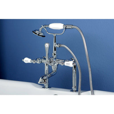 Kingston Chrome Deck Mount Clawfoot Tub Filler Faucet with Hand Shower CC108T1