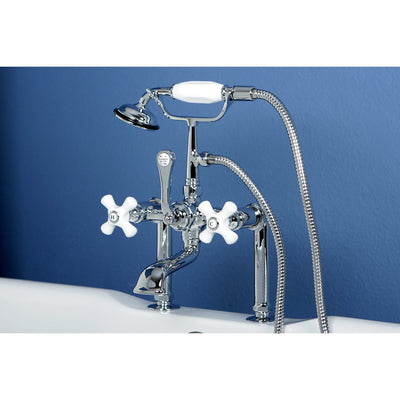 Kingston Chrome Deck Mount Clawfoot Tub Filler Faucet with Hand Shower CC112T1