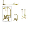 Polished Brass Clawfoot Tub Faucet Shower Kit with Enclosure Curtain Rod 1154T2CTS