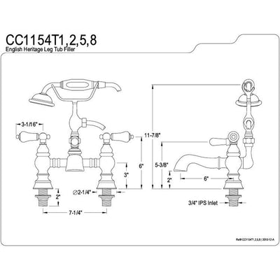 Kingston Satin Nickel Deck Mount Clawfoot Tub Faucet w hand shower CC1154T8