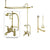 Polished Brass Clawfoot Tub Faucet Shower Kit with Enclosure Curtain Rod 1156T2CTS