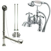 Chrome Deck Mount Clawfoot Tub Faucet w hand shower w Drain Supplies Stops CC1158T1system