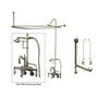 Satin Nickel Clawfoot Tub Faucet Shower Kit with Enclosure Curtain Rod 1305T8CTS