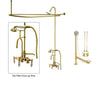 Polished Brass Clawfoot Bathtub Faucet Shower Kit with Enclosure Curtain Rod 15T2CTS