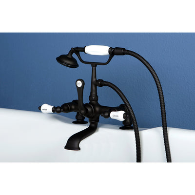Kingston Oil Rubbed Bronze Deck Mount Clawfoot Tub Faucet w hand shower CC207T5