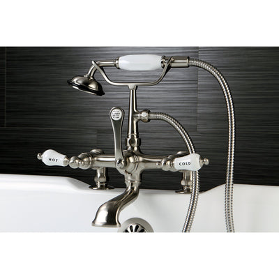 Kingston Brass Satin Nickel Deck Mount Clawfoot Tub Faucet w hand shower CC207T8