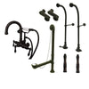Freestanding Floor Mount Oil Rubbed Bronze Metal Lever Handle Clawfoot Tub Filler Faucet with Hand Shower Package 3013T5FSP