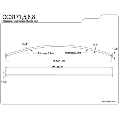 Kingston Brass Chrome Vintage Adjustable Hotel Curved Shower Rod CC3171