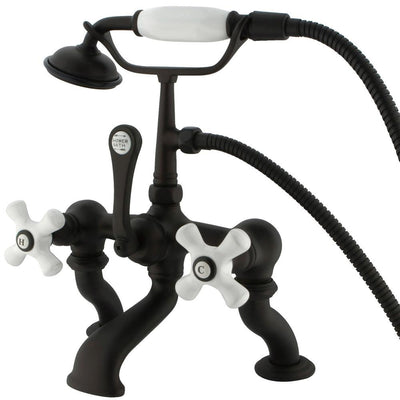 Kingston Oil Rubbed Bronze Deck Mount Clawfoot Tub Faucet w hand shower CC417T5