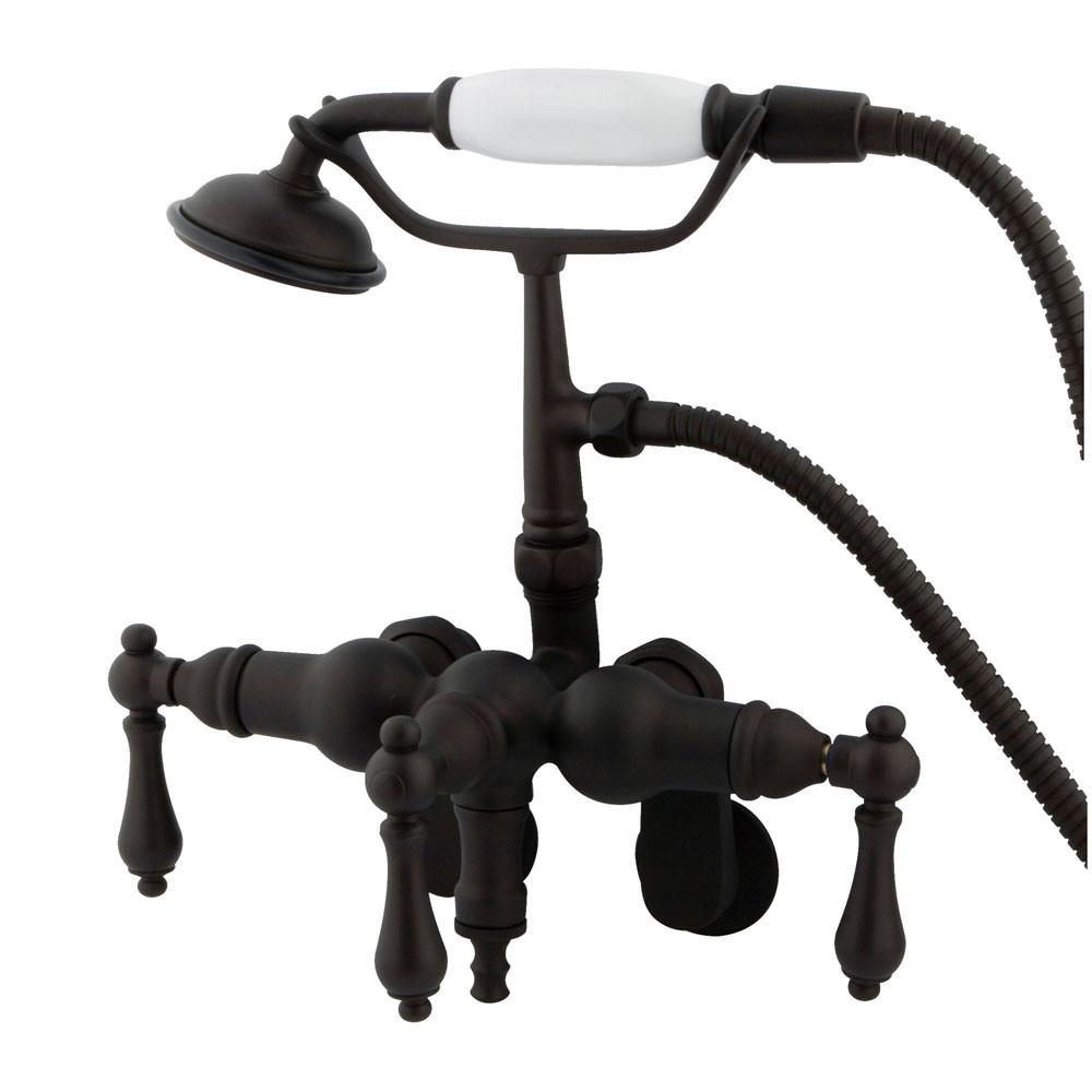 Kingston Oil Rubbed Bronze Wall Mount Clawfoot Tub Faucet w hand shower CC419T5