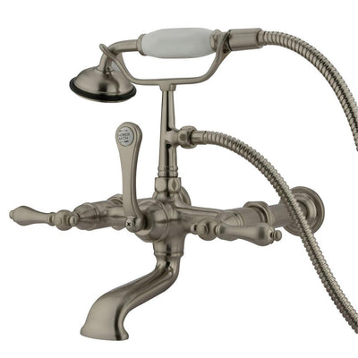 Kingston Brass Satin Nickel Wall Mount Clawfoot Tub Faucet w Hand Shower CC541T8