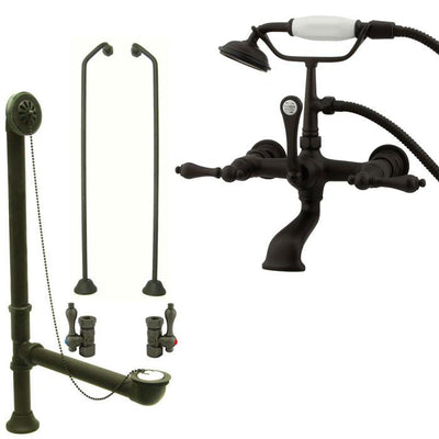 Oil Rubbed Bronze Wall Mount Clawfoot Bath Tub Faucet w Hand Shower Package CC551T5system