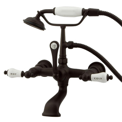 Kingston Oil Rubbed Bronze Wall Mount Clawfoot Tub Faucet w Hand Shower CC555T5