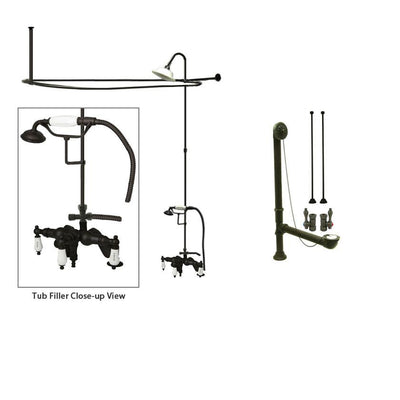 Oil Rubbed Bronze Clawfoot Tub Faucet Shower Kit with Enclosure Curtain Rod 623T5CTS
