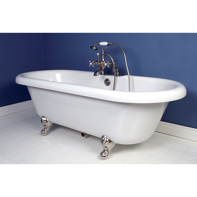 Kingston Brass Satin Nickel Deck Mount Clawfoot Tub Faucet w Hand Shower CC657T8