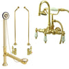 Polished Brass Wall Mount Clawfoot Bathtub Filler Faucet w Hand Shower Package CC9T2system