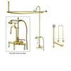 Polished Brass Clawfoot Tub Faucet Shower Kit with Enclosure Curtain Rod 9T2CTS