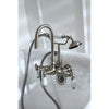 Kingston Brass Satin Nickel Wall Mount Clawfoot Tub Faucet w Hand Shower CC9T8