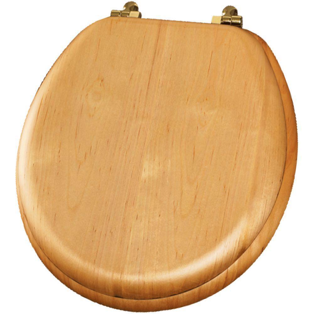 Bemis Natural Reflections Round Closed Front Toilet Seat in Natural Oak 480856