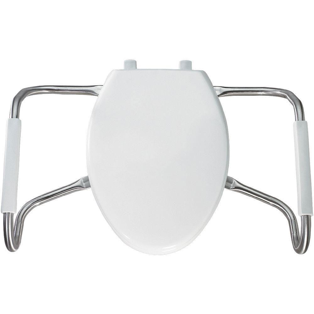 Bemis MA2100T 000 Medic-Aid Plastic Closed Front With Cover Toilet Seat with Safety Side Arms and STA-TITE Commercial Fastening System, Elongated, White 934750