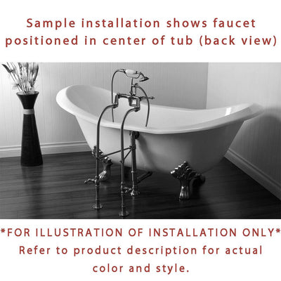 67" Clawfoot Tub w/ Floor Mount Satin Nickel Tub Faucet & Hardware Package CTP42