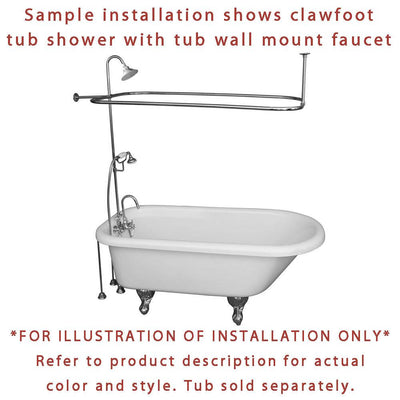 Satin Nickel Clawfoot Tub Faucet Shower Kit with Enclosure Curtain Rod 11T8CTS
