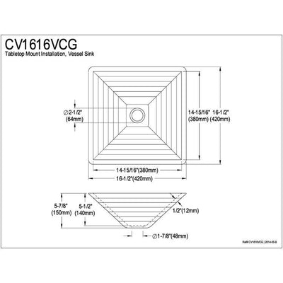 Crystal Glacier Glass Vessel Bathroom Sink without Overflow Hole CV1616VCG