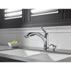 Delta Chrome Finish Linden Collection Single Handle Water Efficient Pull-Out Kitchen Faucet and Deck Mount Soap Dispenser Package D064CR