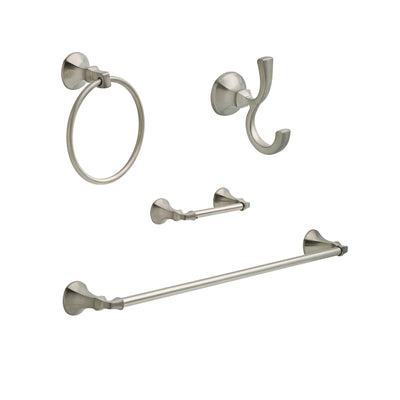 Delta Ashlyn Stainless Steel Finish STANDARD Bathroom Accessory Set Includes: 24" Towel Bar, Toilet Paper Holder, Robe Hook, and Towel Ring D10085AP