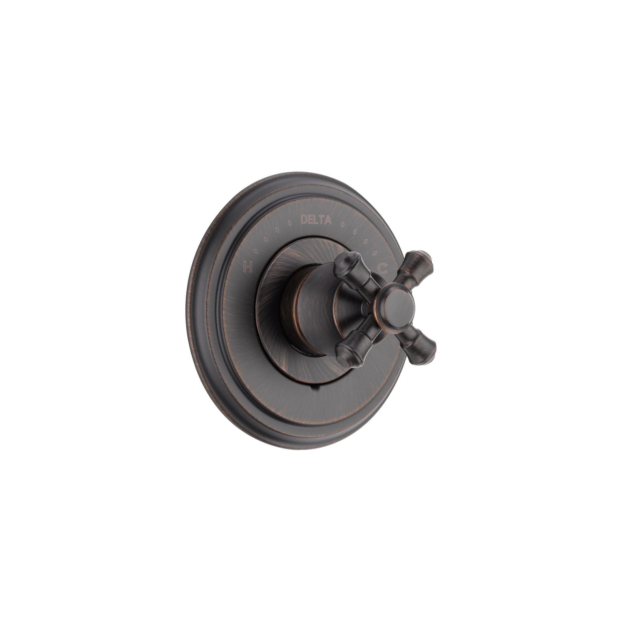 Delta Cassidy Monitor 14 Series Venetian Bronze Finish Pressure Balanced Shower Faucet Control INCLUDES Rough-in Valve with Stops and Single Cross Handle D1247V