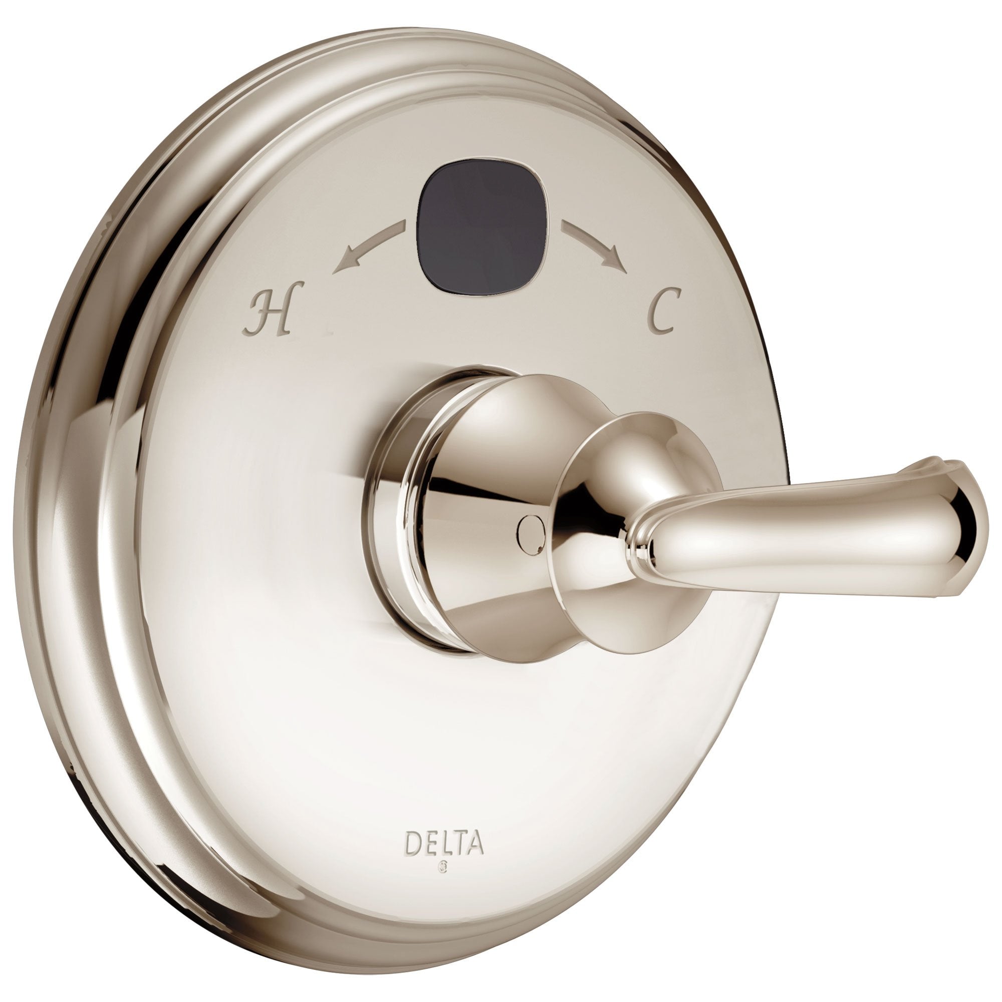 Delta Polished Nickel Cassidy 14 Series Digital Display Temp2O Shower Valve Control COMPLETE with Single French Curve Lever Handle and Valve without Stops D1680V