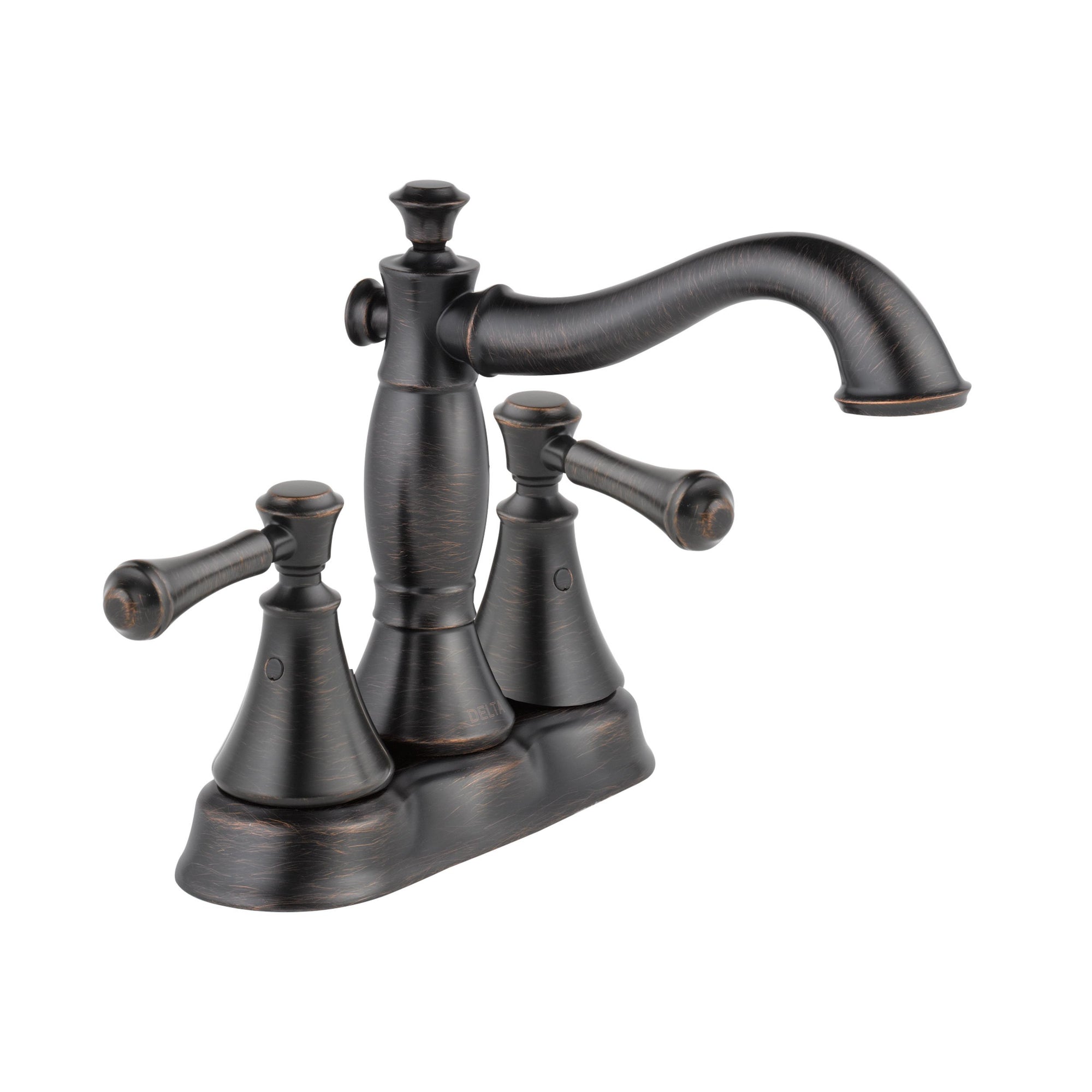 Delta Cassidy Collection Venetian Bronze Finish 4" Centerset Lavatory Bathroom Faucet INCLUDES Two Lever Handles and Metal Pop-Up Drain D1802V