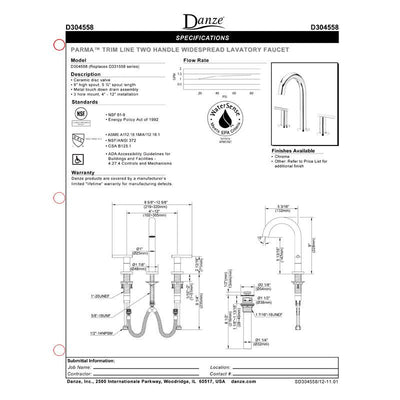 Danze Parma Chrome Cylindrical Widespread Roman Tub Filler Faucet INCLUDES Rough-in Valve